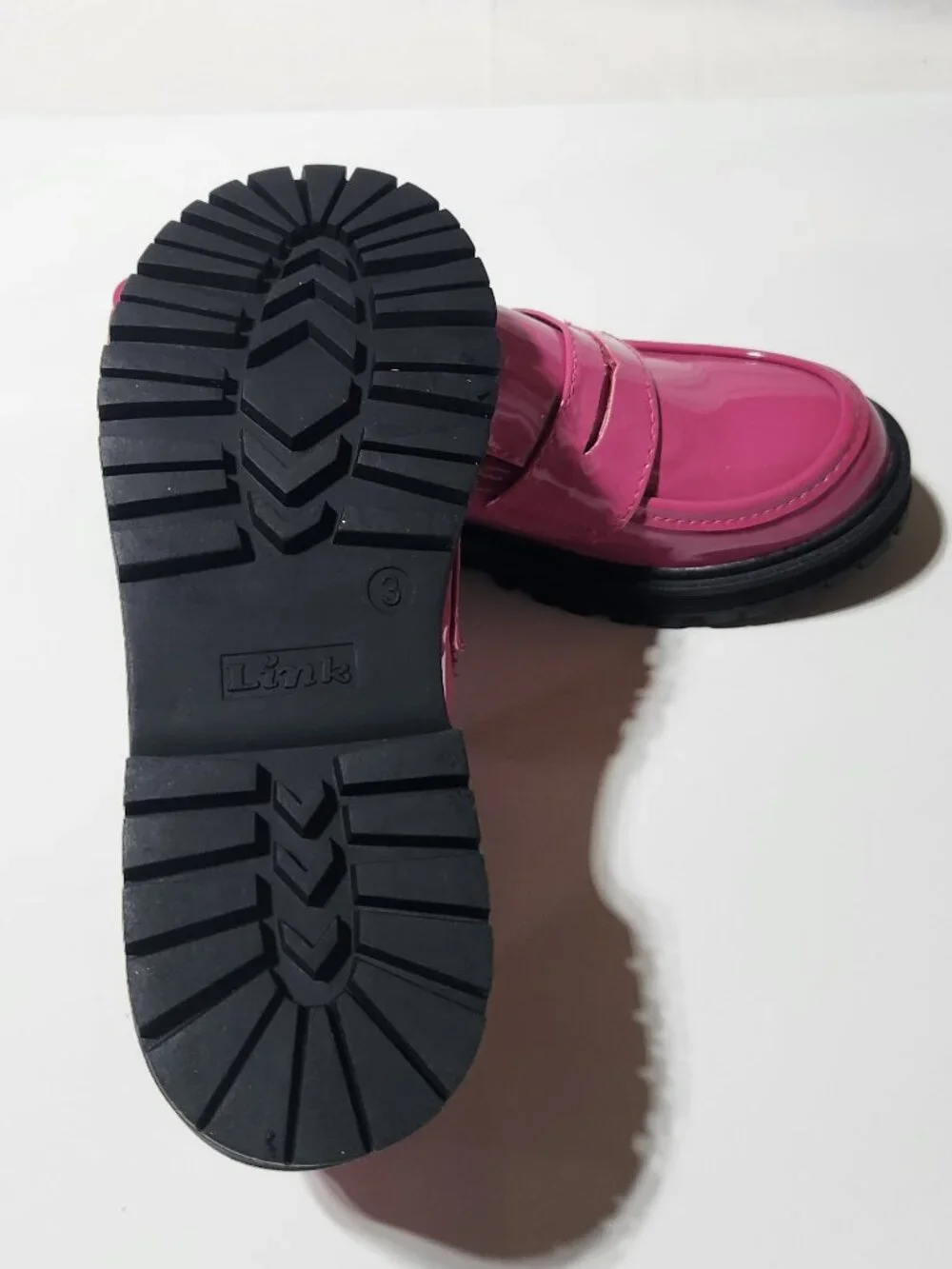 Link Girls’ Glossy Pink Loafers – Size 3 | Perfect for Fall & School Style!
